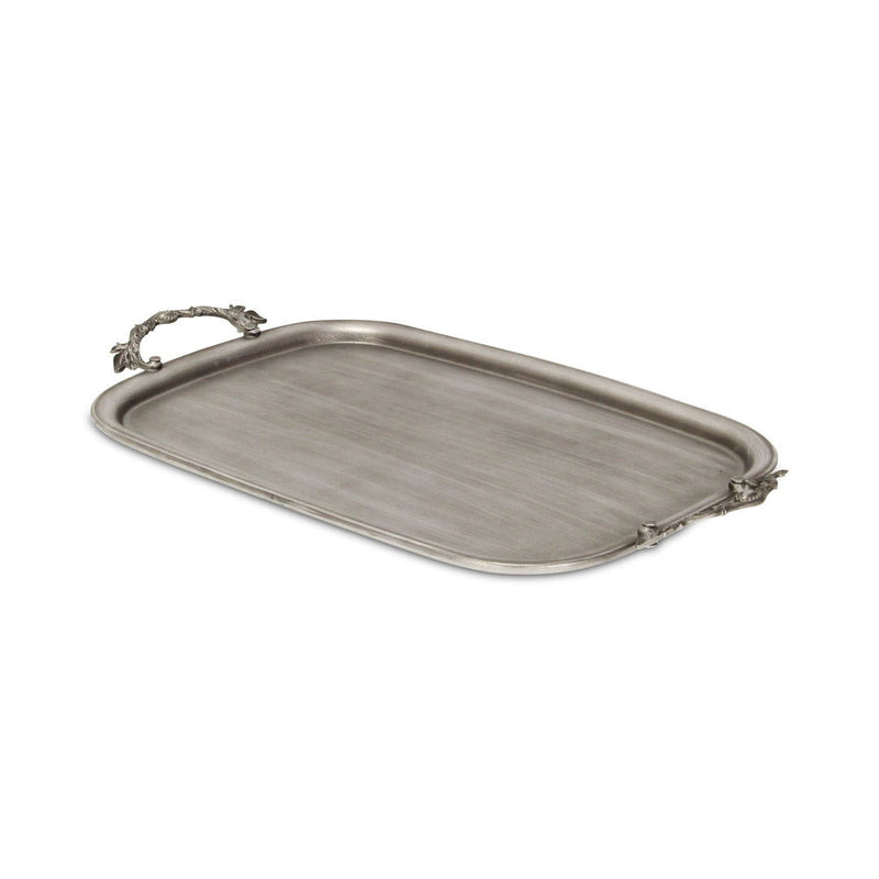 19" Cast Iron Handmade Vanity Tray With Handles - Silver