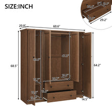 Load image into Gallery viewer, 4 Door Wardrobe Armoire With 2 Drawers

