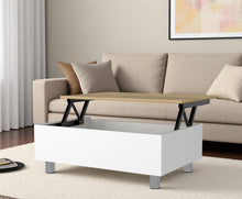 Load image into Gallery viewer, 32" Wood And Metal Lift Top Coffee Table - White And Oak

