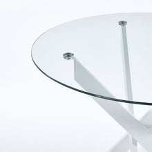 Load image into Gallery viewer, Dining Table With Cross Metal Leg And Tempered Glass, Modern Space Saving Kitchen Table For Living Room
