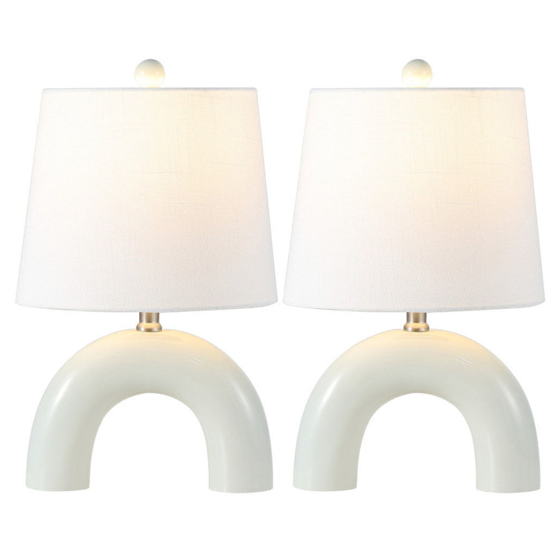 Geometric Arched Lamps With Empire Shades (Set of 2) - White