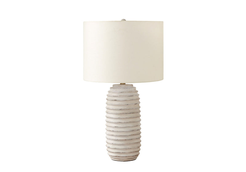 Geometric Table Lamp With Drum Shade - Cream