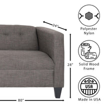 Load image into Gallery viewer, Sofa for Living Room, Modern 3-Seater Sofas Couches for Bedroom, Office, and Apartment with Solid Wood Frame (Marlow Asphalt, Polyester Fabric)
