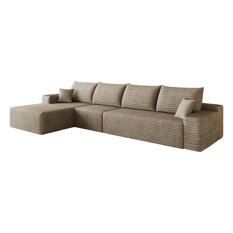Corduroy Modular L Shaped Sofa And Chaise Sectional (762636) - Camel
