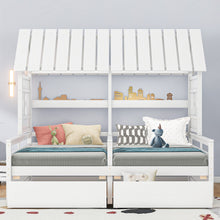 Load image into Gallery viewer, House Platform Beds With 2 Drawers, Side By Side Design

