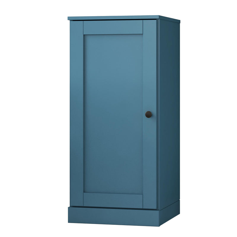 Solid Wood Adjustable Three Tier Library Bookcase With One Door - Teal Blue