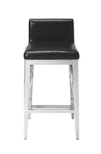 Load image into Gallery viewer, 25" Faux Leather And Steel Bar Chair - Black / Silver
