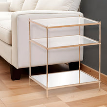 Load image into Gallery viewer, Glass And Iron End Table With Mirrored Shelf - Gold And Clear
