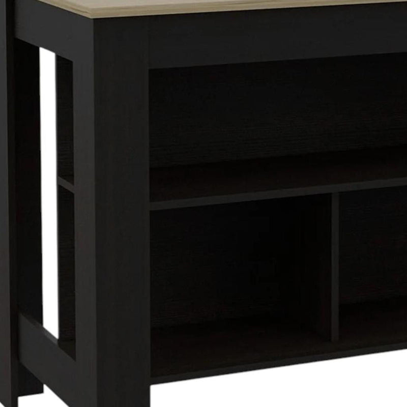 41" Kitchen Island With Storage - Natural / Black