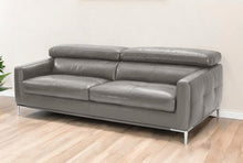 Load image into Gallery viewer, Leather Sofa With Silver Legs - Dark Gray
