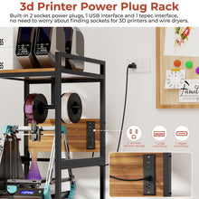 Load image into Gallery viewer, 3D Printer Stand With Filament Storage, T-Type Holder, Built In Power Panelб Open Frame Printer Workstation - Black

