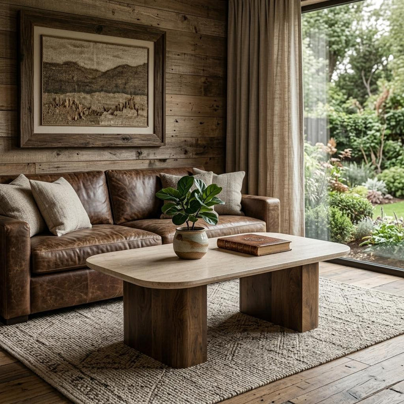 Sled Coffee Table - Beige / Brown / Stone