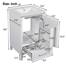 Load image into Gallery viewer, Bathroom Vanity With Ceramic Sink, Soft Close Drawers, Door Organizer, Divider Drawer, Adjustable Foot Pads

