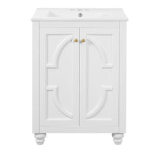Load image into Gallery viewer, Bathroom Vanity With Ornate Elliptical Motif, Soft Close Hinges
