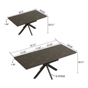 Modern Mid-Century Gray Dining Table Set With Extendable Design