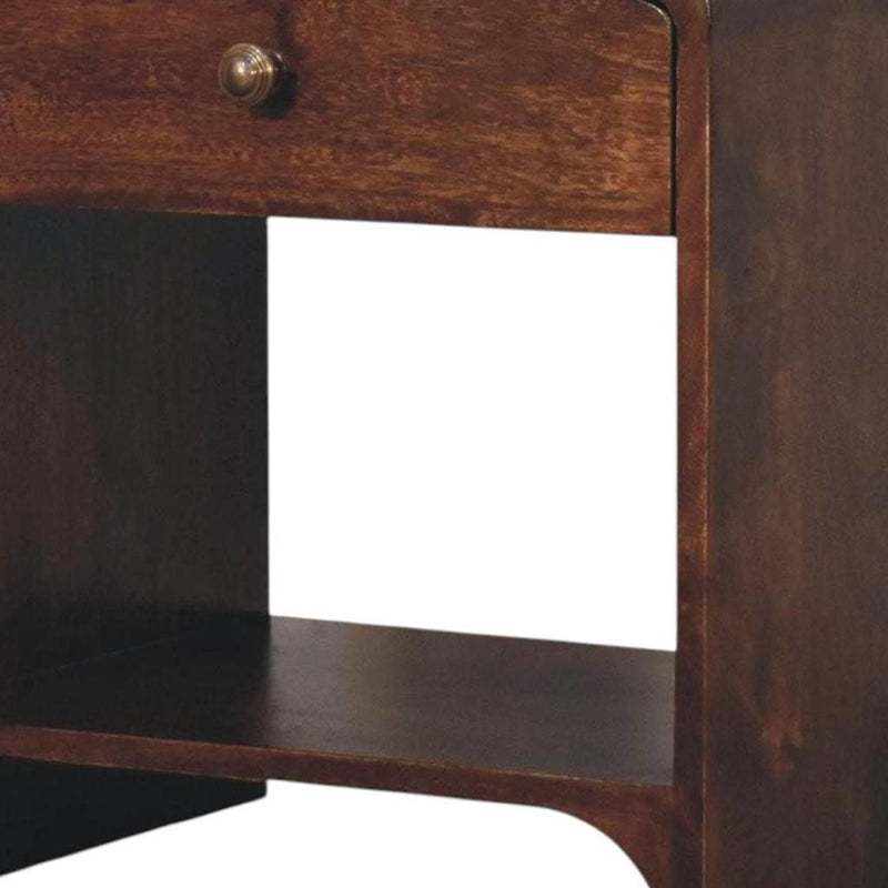 20" Solid Wood Round One Drawer Nightstand - Walnut