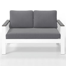 Load image into Gallery viewer, All Weather Patio Loveseat With Armrests &amp; Angled Backrest - White / Gray
