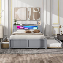 Load image into Gallery viewer, Storage Platform Bed With LED Lights, 2 Drawers And Trundle
