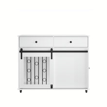 Load image into Gallery viewer, Dog Crate Furniture With Double Drawers And Sliding Barn Door, Pet Kennel For Small To Medium Dogs - White
