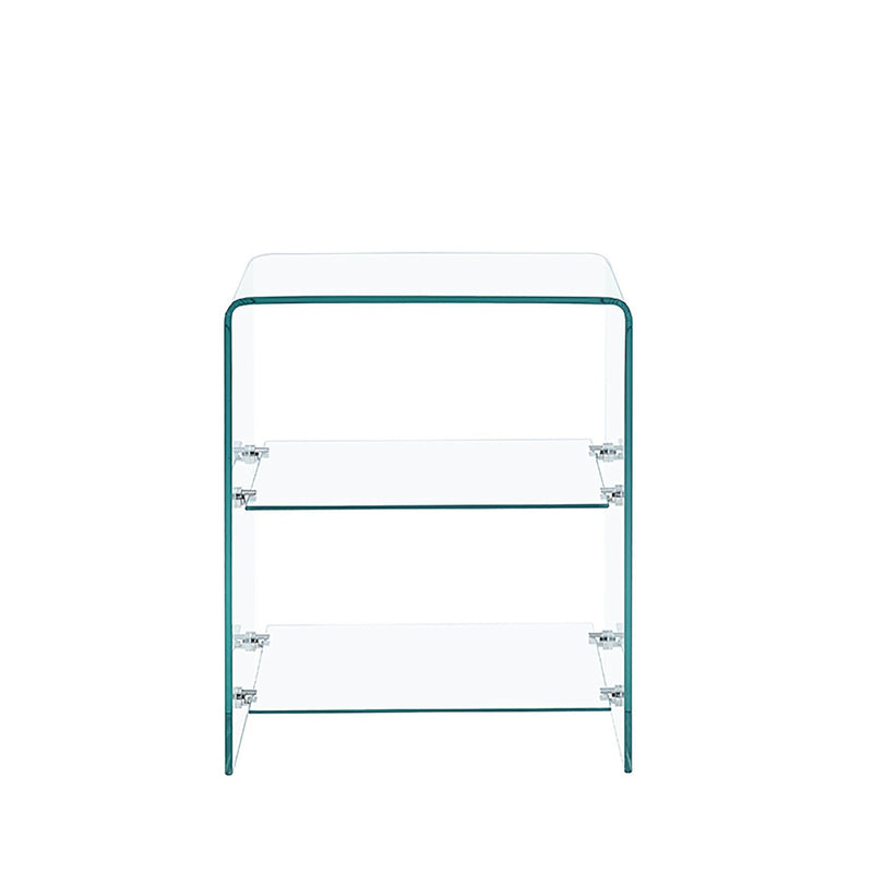 Glass Floor Shelf End Table With Two Shelves - Clear