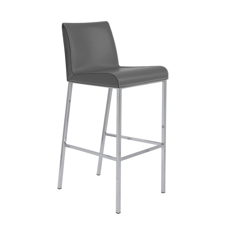 31" Steel Low Back Bar Height Bar Chairs (Set of 2) - Gray And Silver