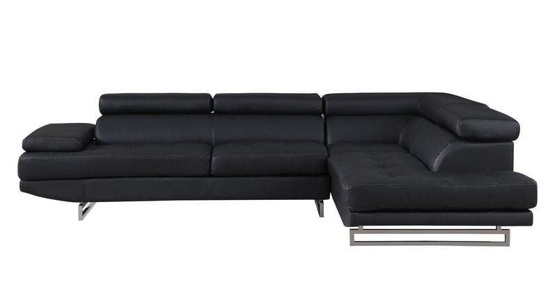 Leather L Shaped 2 Piece Corner Sectional - Black
