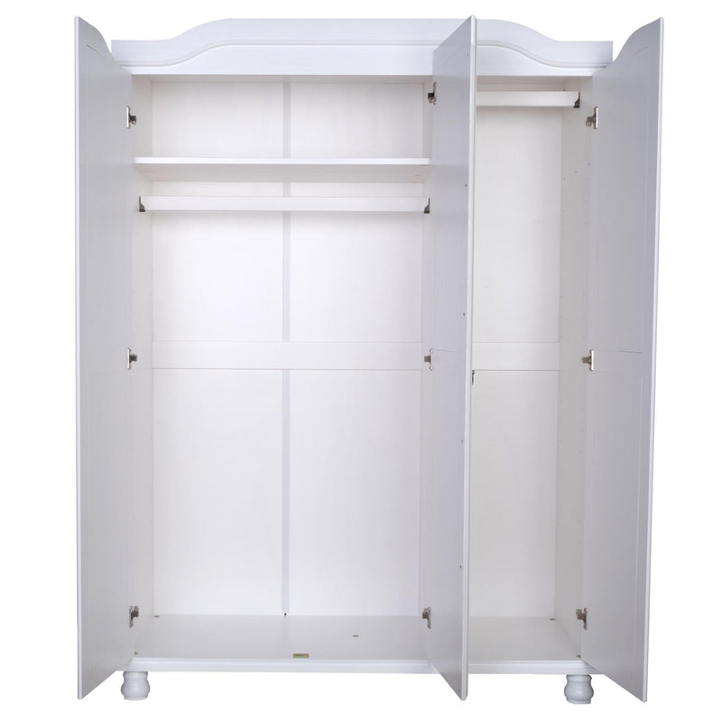 Solid Wood Mirrored Three Door Combo Dresser (764728) - White