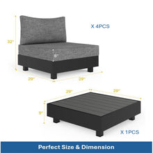 Load image into Gallery viewer, Patio Sectional Set With Modular Armless Chairs And Coffee Table - Gray
