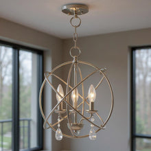 Load image into Gallery viewer, 17'' Three-Light Dimmable Chandelier With Shades - Nickel
