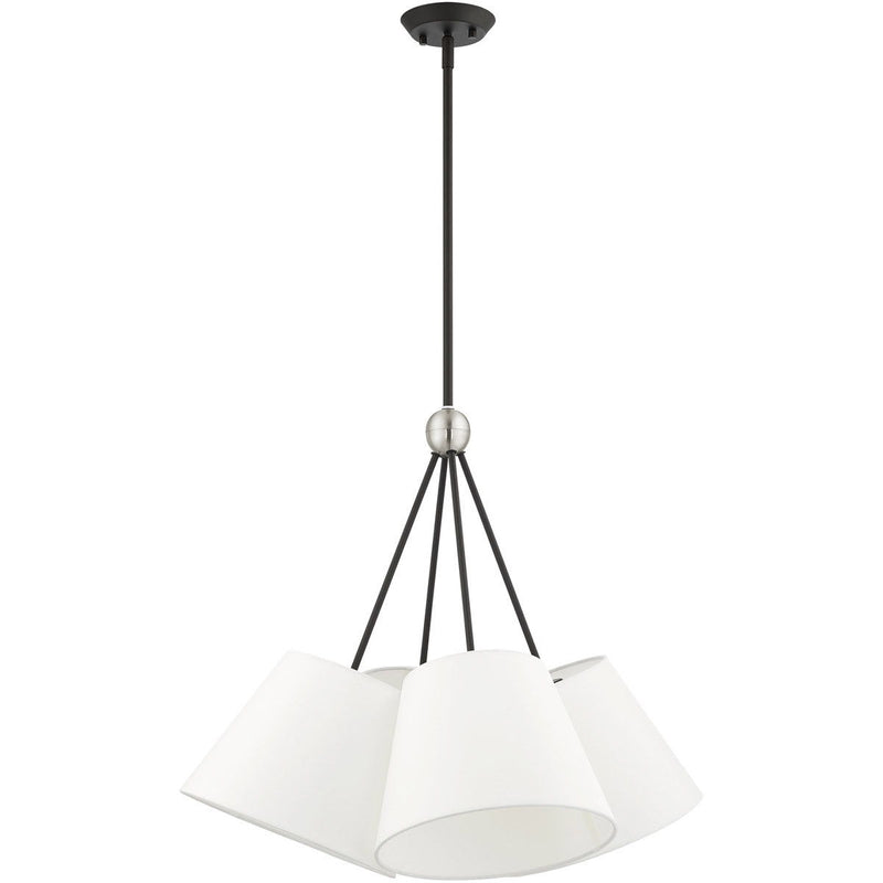26" Four Light Dimmable Chandelier With Shades - Black