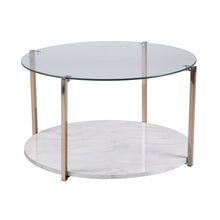 Load image into Gallery viewer, Glam Glass Faux Marble Two Tier Round Coffee Table - Gold
