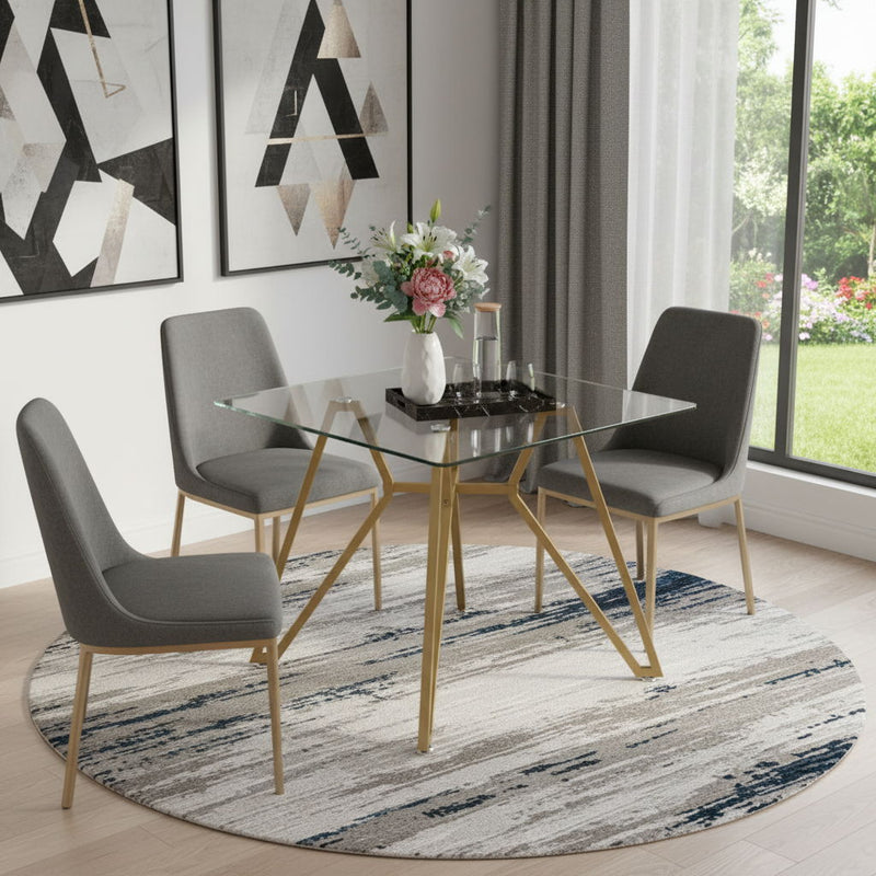 Glass Square Trestle Coffee Table - White / Gold