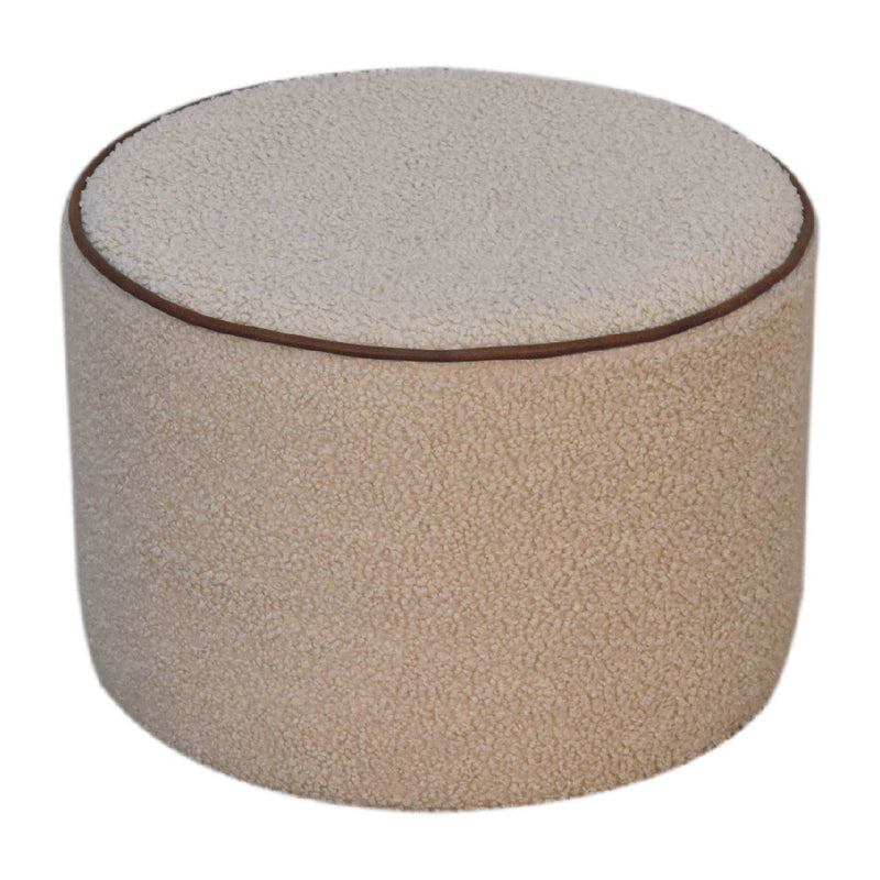 Boucle Round Footstool - Cream
