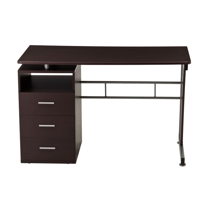 Stainless Computer Desk With Three Drawers - Chocolate