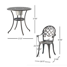 Load image into Gallery viewer, 3 Piece Outdoor Aluminium Cast Bistro Set With Ice Bucket - Copper
