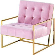 Load image into Gallery viewer, Tufted Accent Armchair With Frame For Living Room - Pink / Gold
