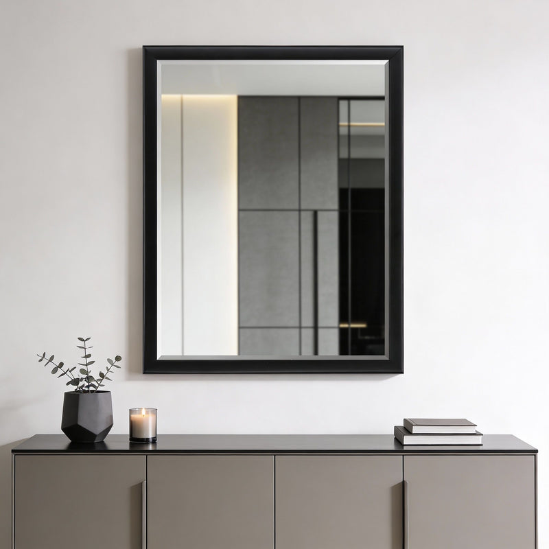 50" Solid Wood Framed Accent Mirror - Black