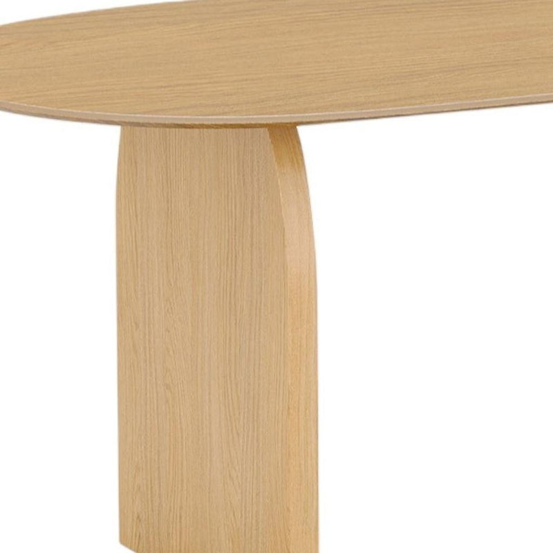 79" Solid Wood Mirrored Double Pedestal Base Oval Dining Table - Natural