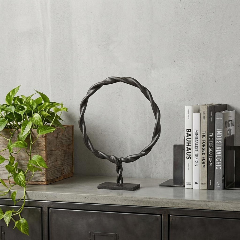 Round Braided Tabletop Sculpture (392412) - Black