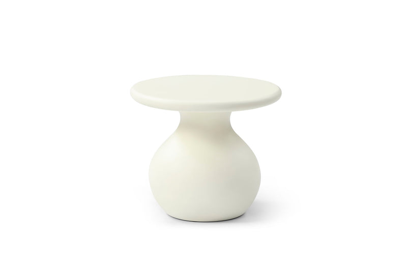Fiber Glass Round Curvaceous Pedestal End Table - Beige