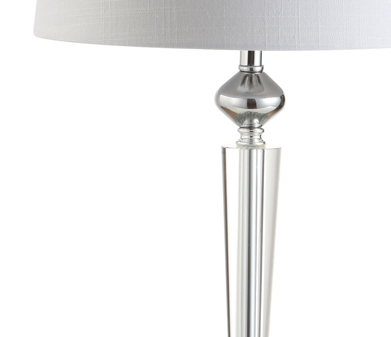 Table Lamp With Drum Shade - White / Clear / Silver