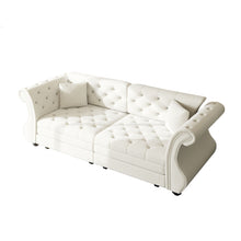 Load image into Gallery viewer, Oversized Chesterfield Pull Out Sofa Bed, Roll Arm Couch With Flower Tufting For Living Room
