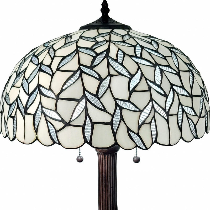 12" x 21" x 23" Metal Two Light Candlestick Table Lamp With Shade - Dark Brown / White