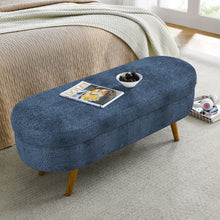 Load image into Gallery viewer, Modern Ottoman Oval Storage Bench With Rubber Wood Legs
