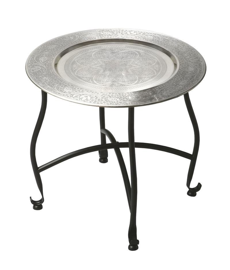 Aluminum Round End Table - Black And Silver