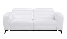 Load image into Gallery viewer, Italian Leather USB Reclining Sofa With Silver Legs - White
