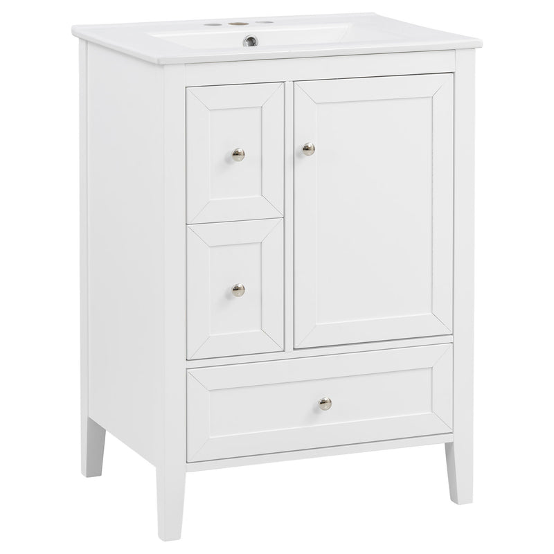 Modern Bathroom Vanity With Sink, Soft Close Drawers & Door, Storage Rack