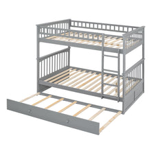 Load image into Gallery viewer, Full over Full Bunk Bed with Twin Size Trundle, Convertible Beds, Gray
