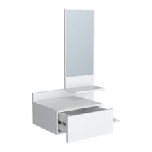 Load image into Gallery viewer, 36" Wood Wall Mounted Accent Cabinet With Drawer And Mirror - Silver And White
