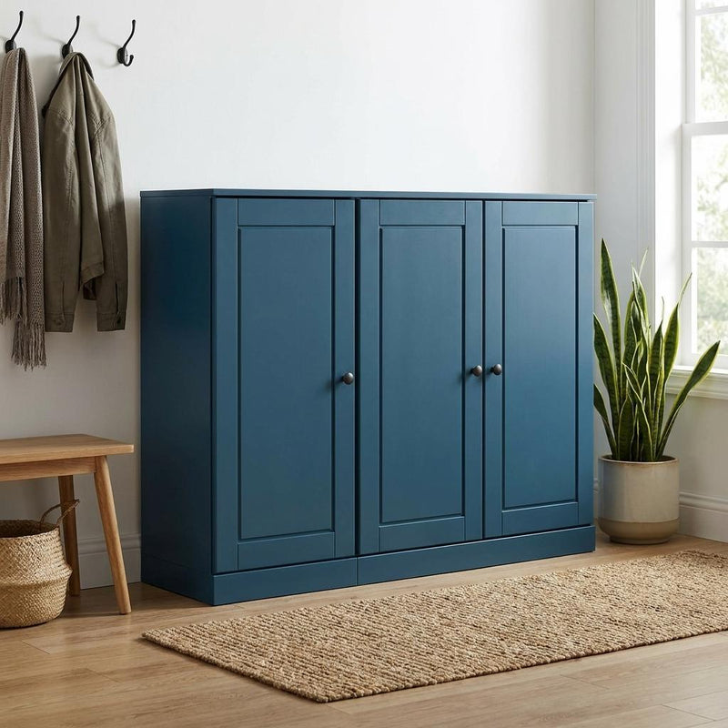 Solid Woodshoe Storage Cabinet (755965) - Teal Blue